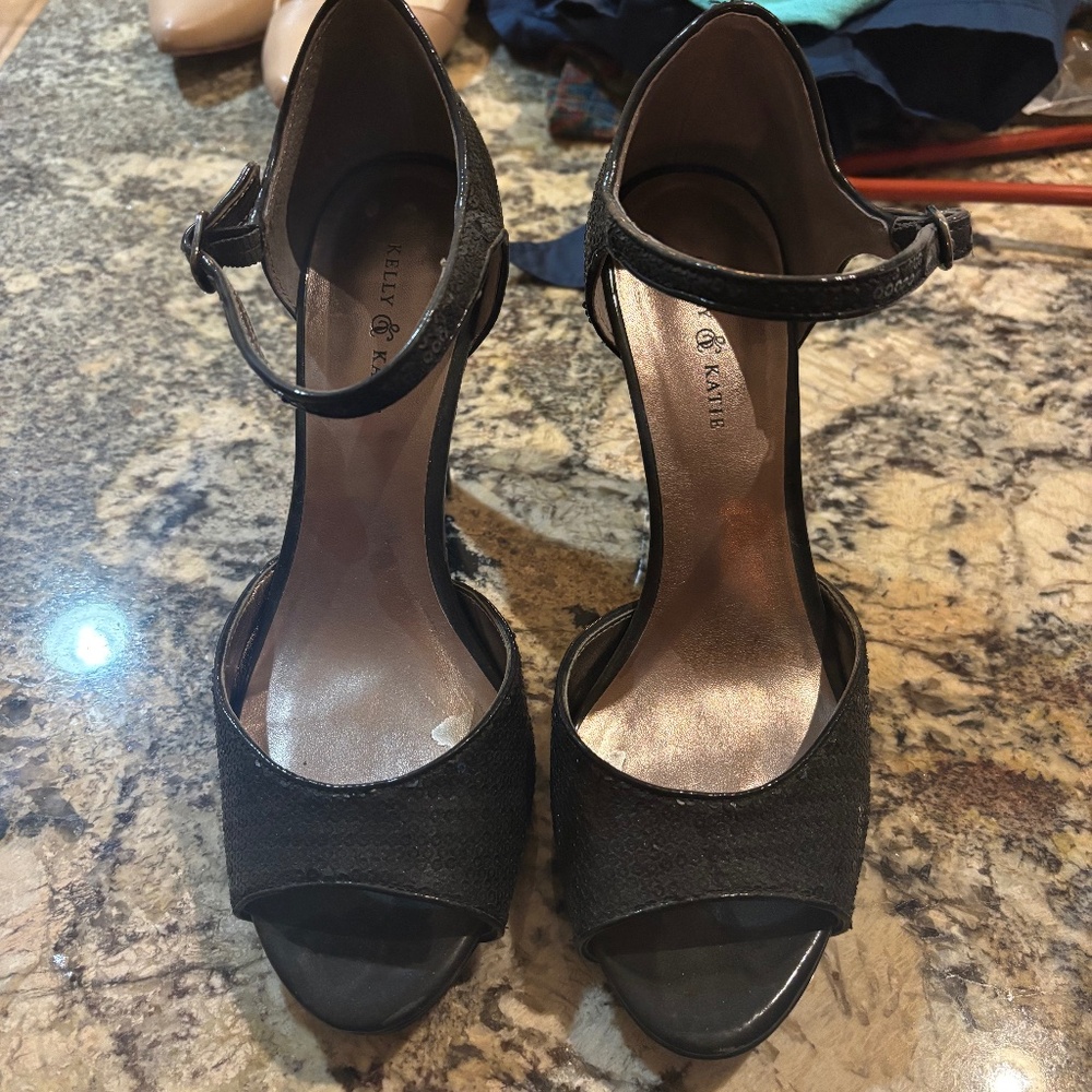 Black open toe heels